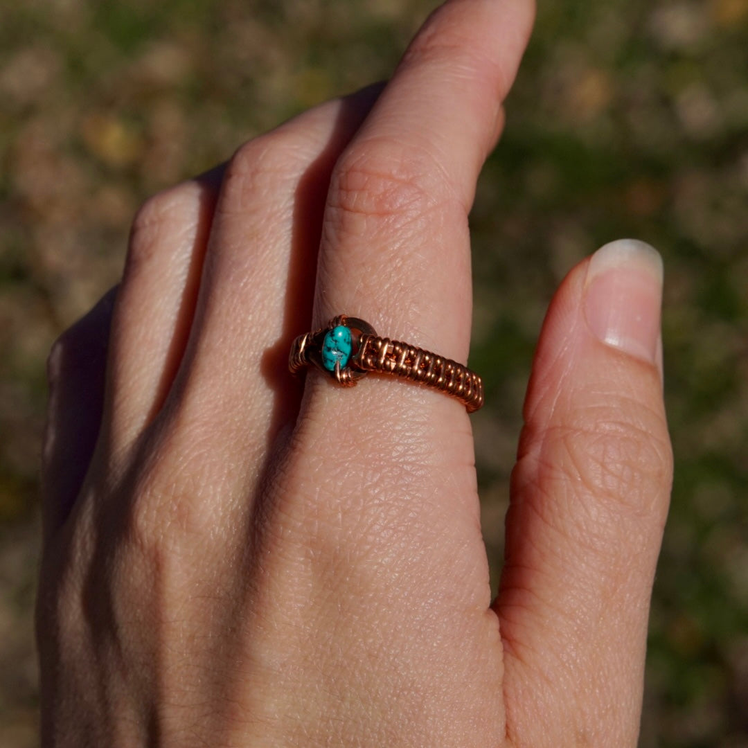Turquoise Copper Ring - Size 9.5