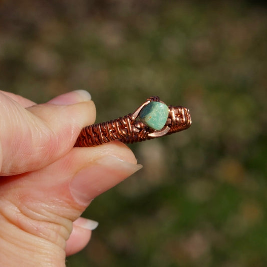 Turquoise Copper Ring - Size 8.5