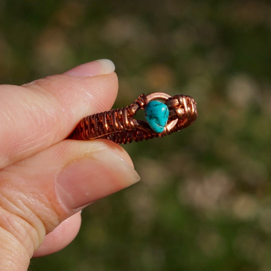 Turquoise Copper Ring - Size 7.5