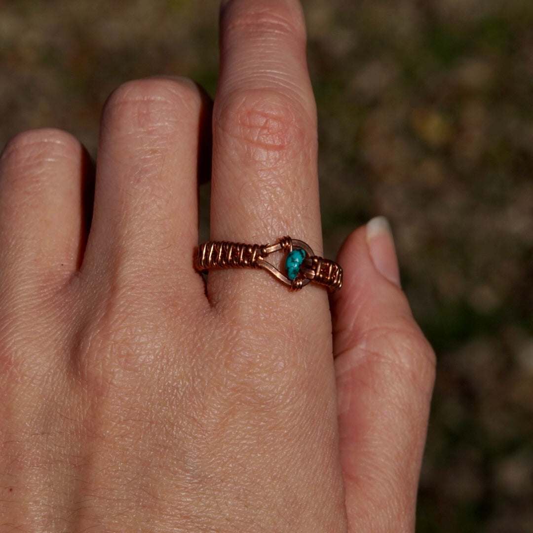 Turquoise Copper Ring - Size 9.5