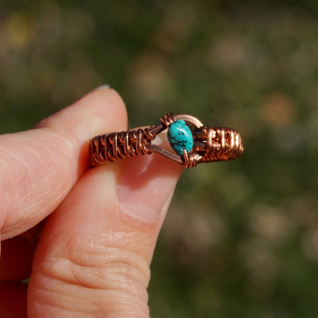 Turquoise Copper Ring - Size 9.5