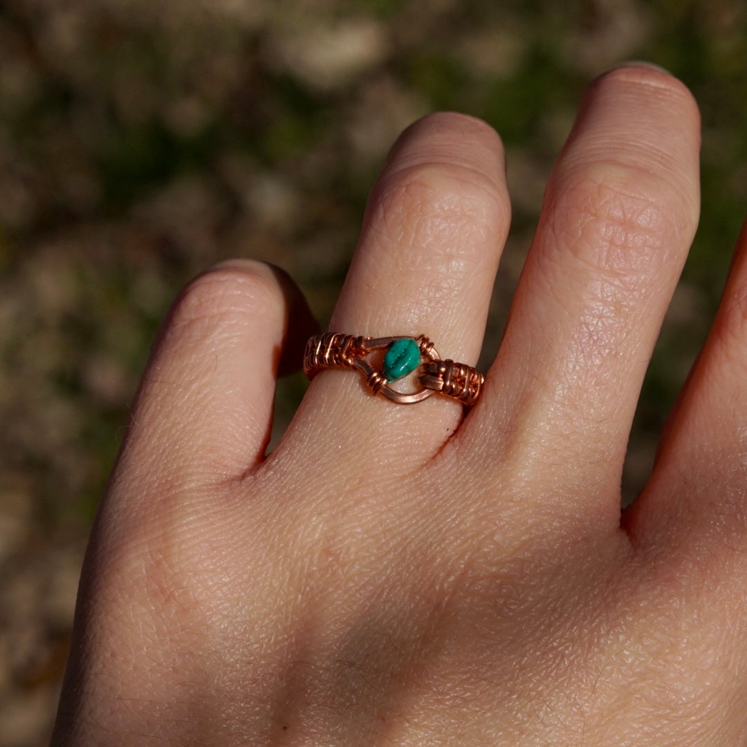 Turquoise Copper Ring - Size 6