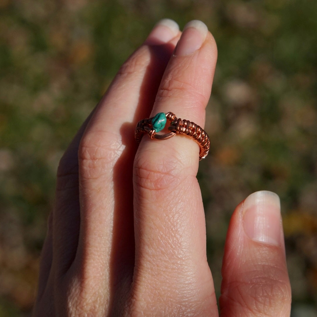 Turquoise Copper Ring - Size 6