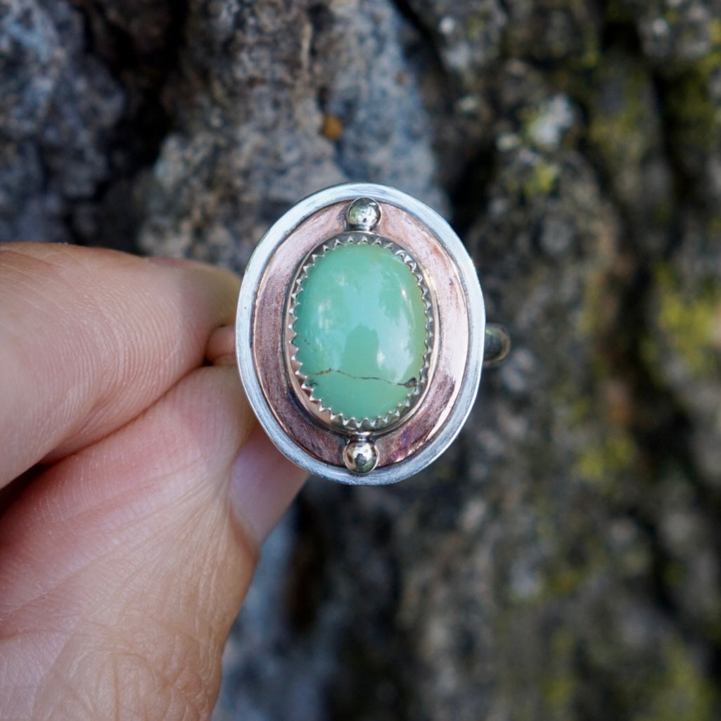 Turquoise Ring ~mixed metals~ Size 7.75