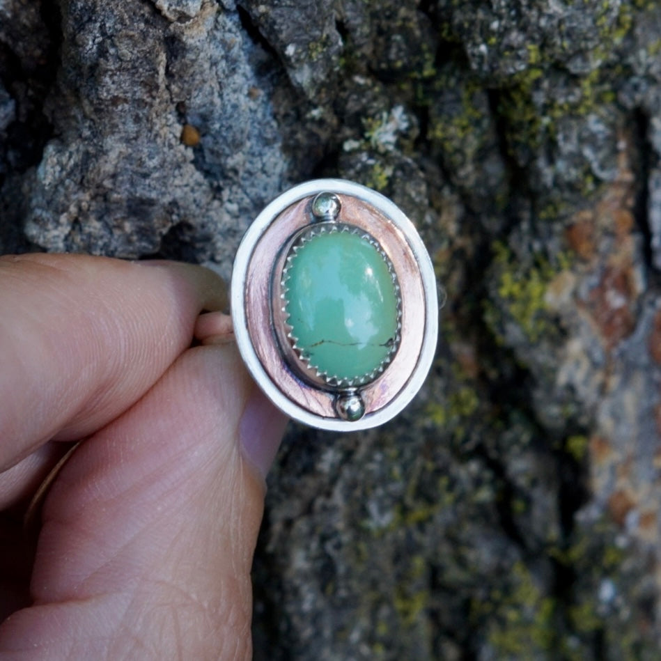 Turquoise Ring ~mixed metals~ Size 7.75