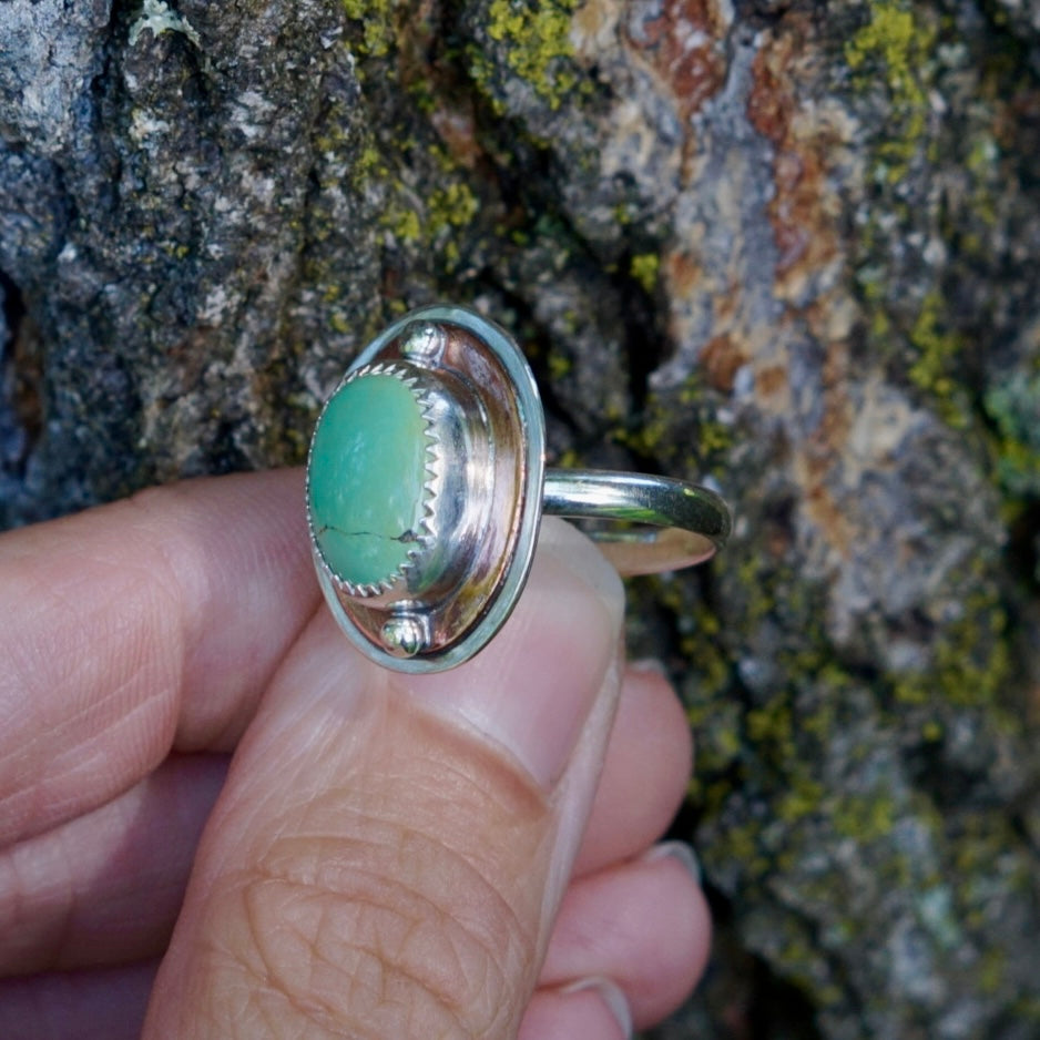 Turquoise Ring ~mixed metals~ Size 7.75