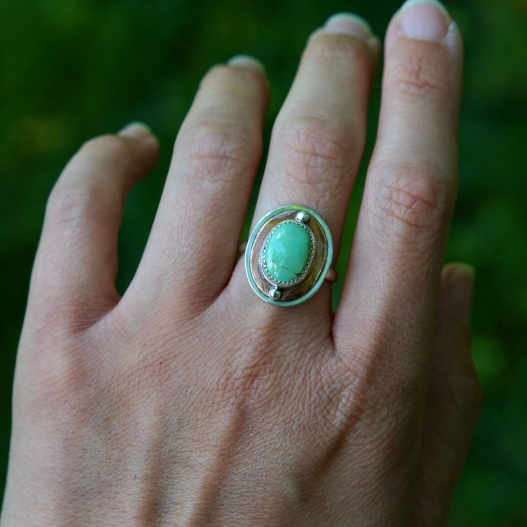 Turquoise Ring ~mixed metals~ Size 7.75